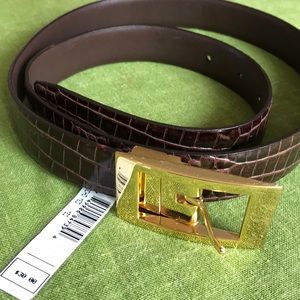 Cho cho Brown medium faux alligator designer belt